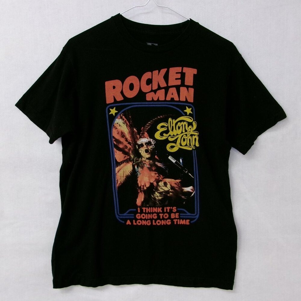 Elton John Rocket Man Black T-Shirt Men's‎ Medium